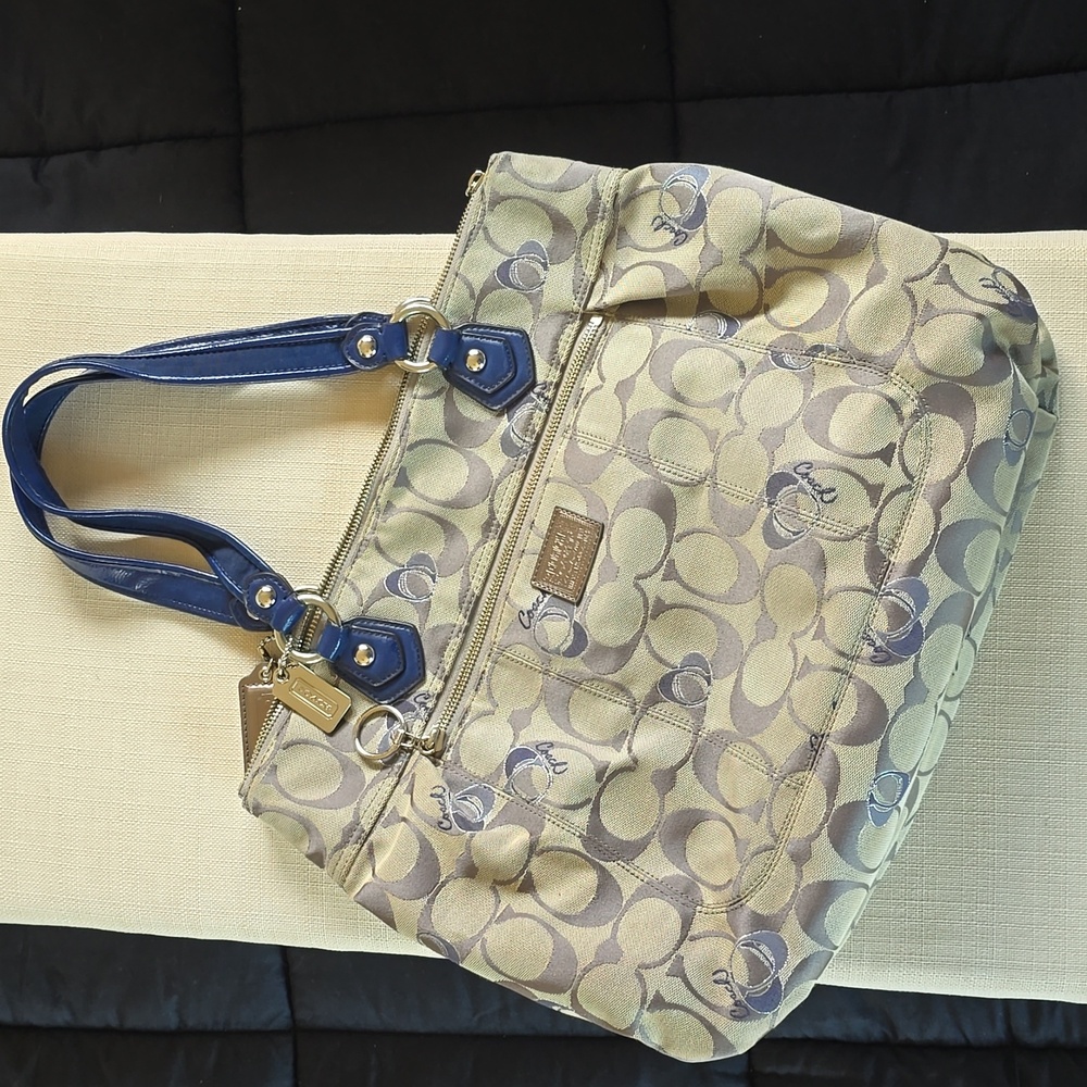 Coach Poppy Signature Glam Tote G1120-18711 Gray/Blue – Well-Loved Condition